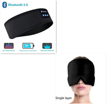 Wireless Bluetooth Sleeping Headphones Headband Thin Soft Elastic Comfortable Music Ear Phones Eye Mask for Side Sleeper Sports